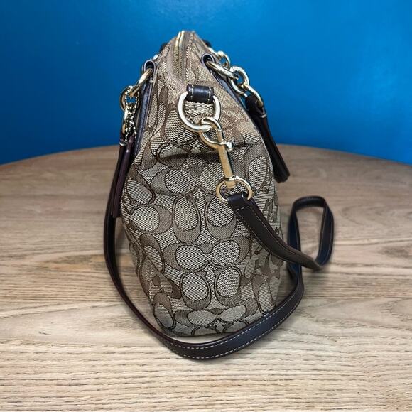 Coach Kelsey Small Satchel Signature Jacquard Tan Brown Crossbody Bag - Picture 4 of 13